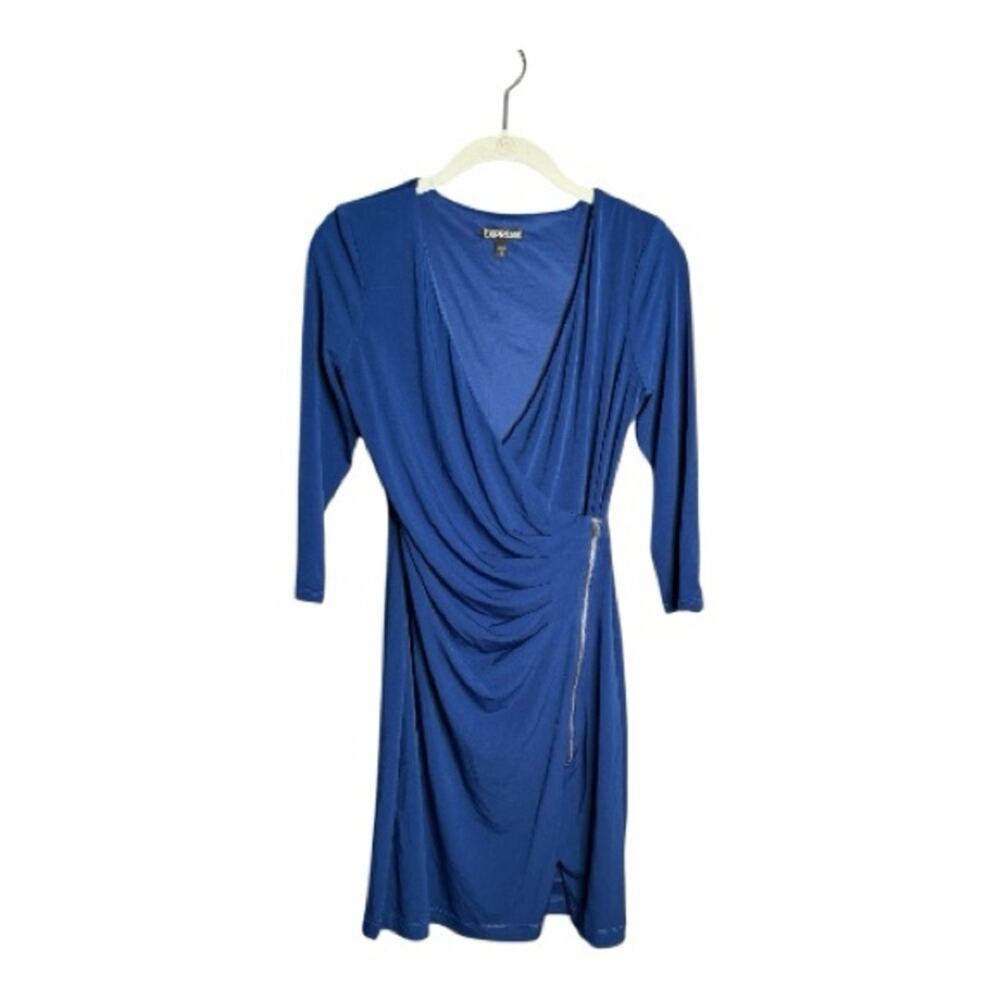 Express Blue Wrap Dress w/Exposed Front Zipper XS